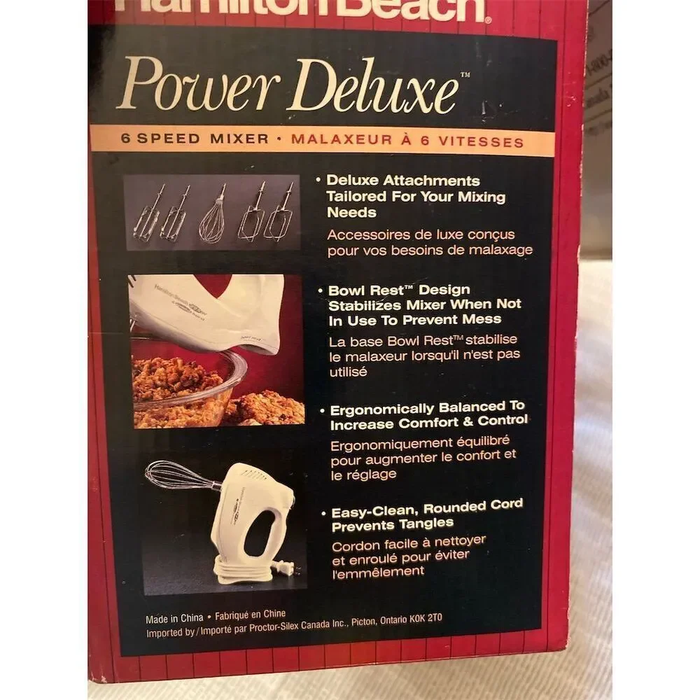 Hamilton Beach Power Deluxe Hand Mixer 6-Speed White with Attachments